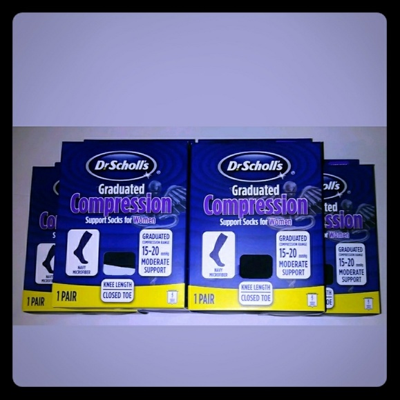 2 Pair Black Graduated Compression Knee High Sock Dr Scholl/'s For Her Sz 5.5-7.5